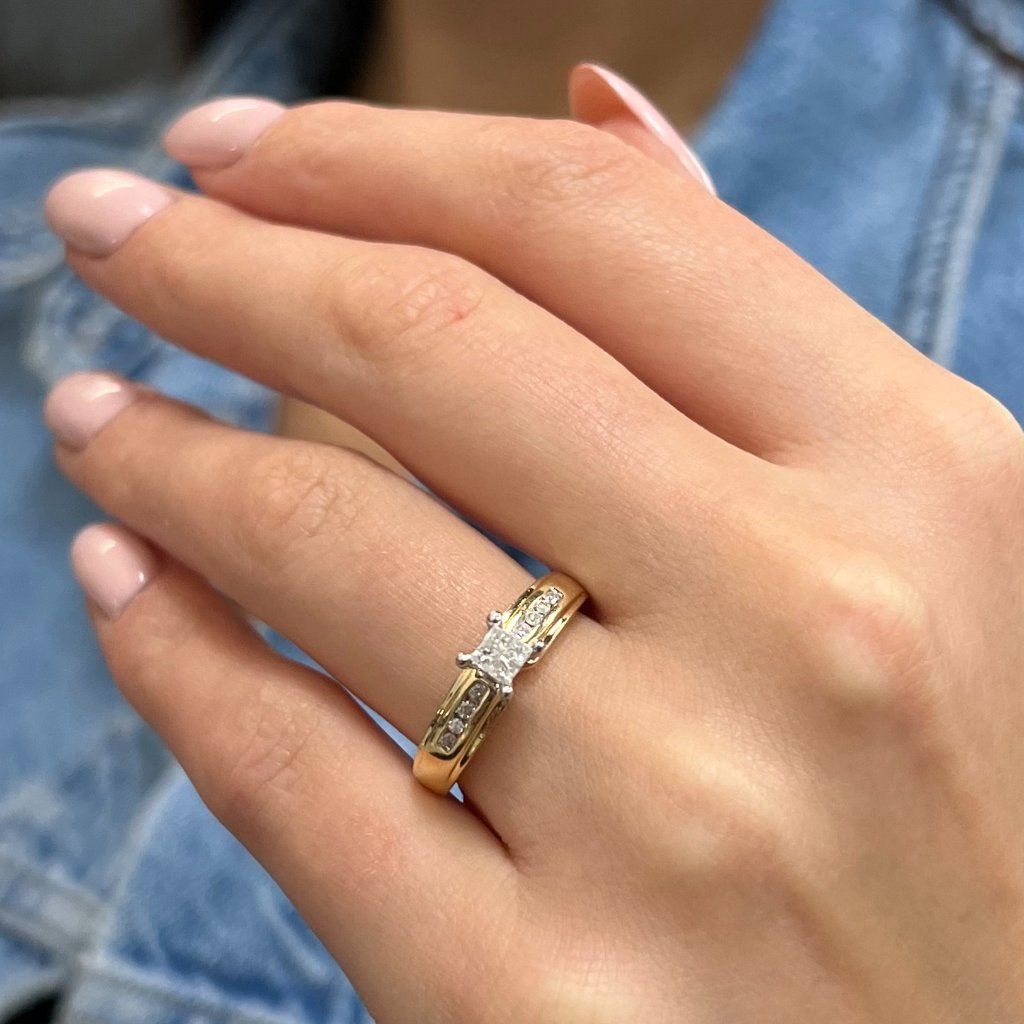012cttw Princess Round Cut Diamond Engagement Ring 14k Yellow Gold Size 675 1794$